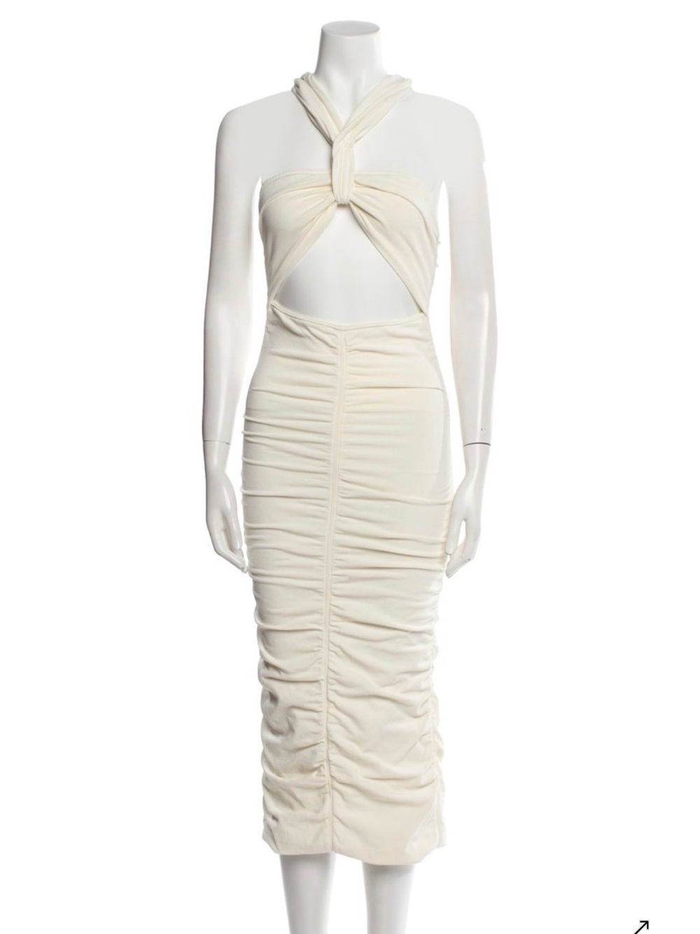 Sandro Cream Twist Halter Ruched Midi Dress 40